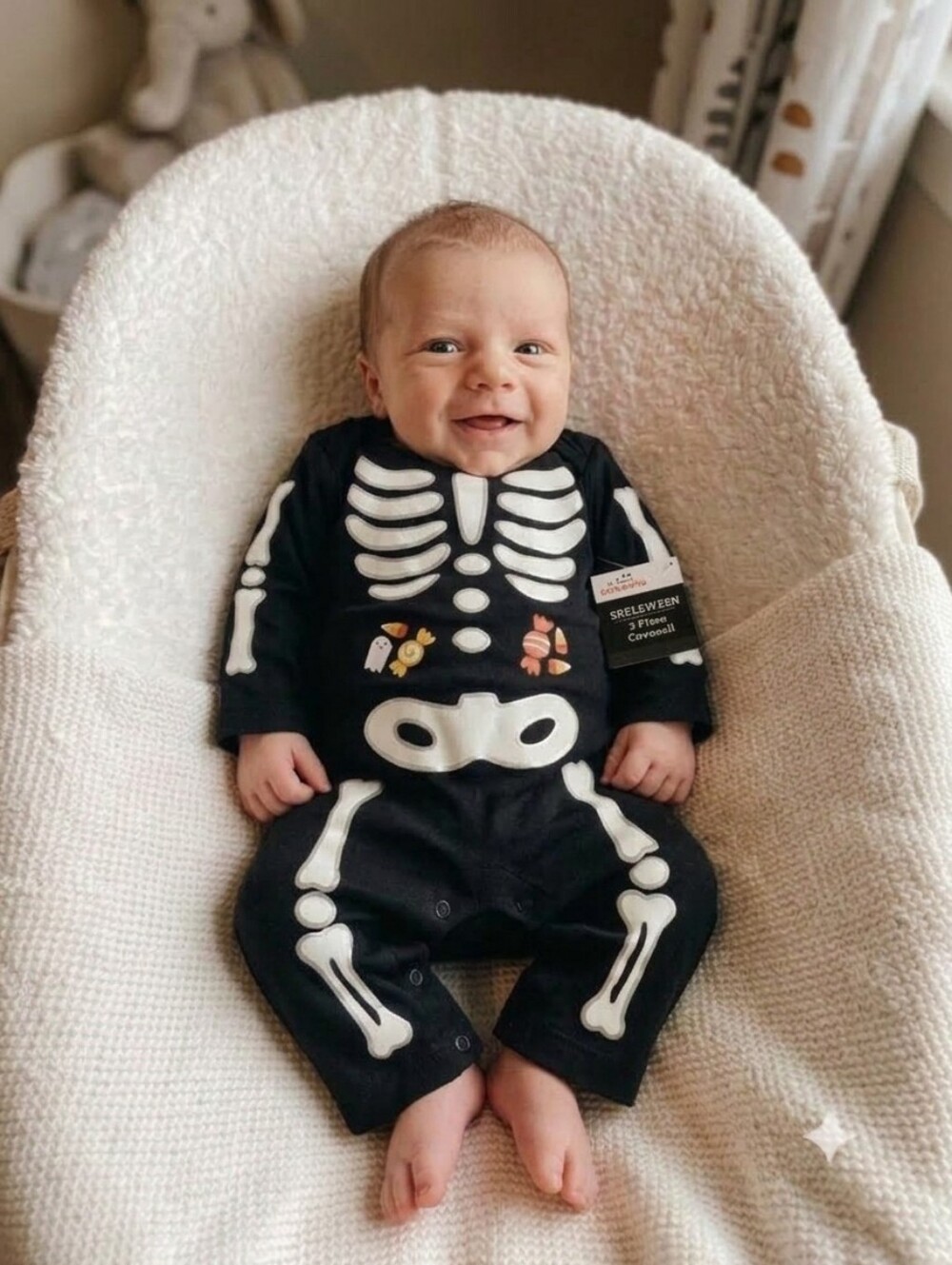 Way To Celebrate Baby Black Skeleton Glow n Dark One-Piece Bodysuit  0/3M     C4